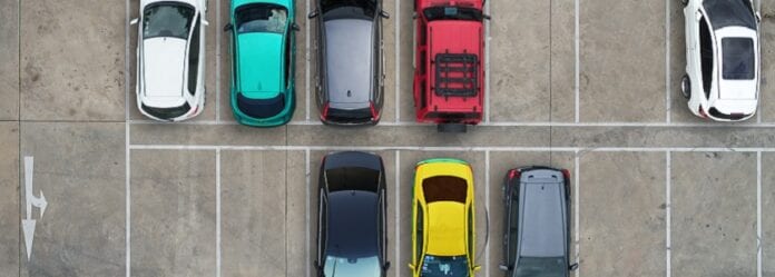 Empty parking lots, aerial view.