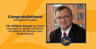 William Powell selected as Welsh Liberal Democrat Senedd candidate for Brecon and Radnorshire