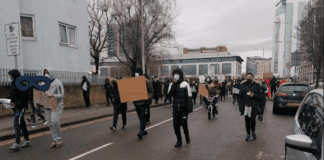 Post-incident investigation following protests outside Cardiff Bay Police Station.
