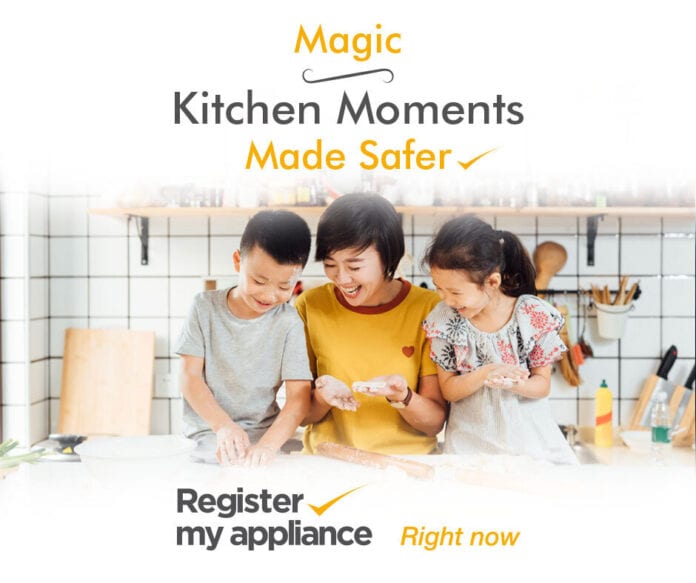 Register My Appliance Week 2021_Facebook image2_mother and kids baking in kitchen