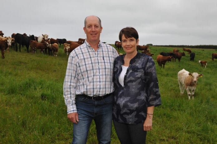 Huw and Meinir Jones who farm at Bryn Farm, a Farming Connect Demonstration Site