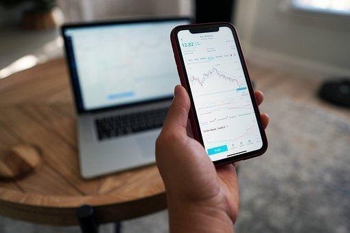 Smartphone, Hand, Stocks, Finance