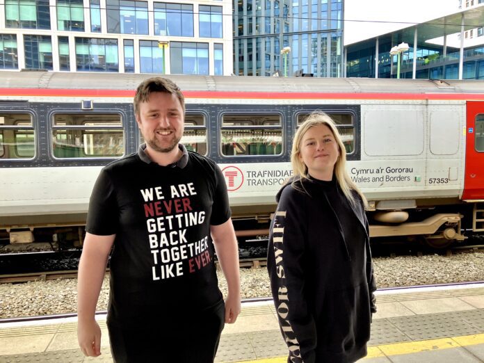 Taylor Swift fans at Cardiff Central station