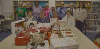 Rhymney Library Hub’s Knit and Natter Group Spreads Christmas Cheer with Shoebox Project Contributions