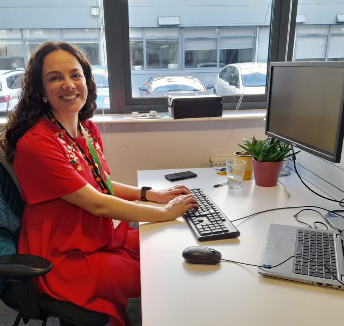 Sophie at desk
