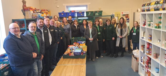 Risca foodbank with volunteers