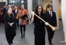 Senedd opening: Former tour guide Delyth Lewis leads King and Queen as mace bearer