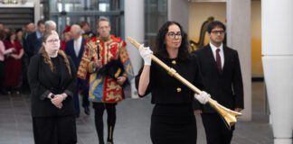 Senedd opening: Former tour guide Delyth Lewis leads King and Queen as mace bearer